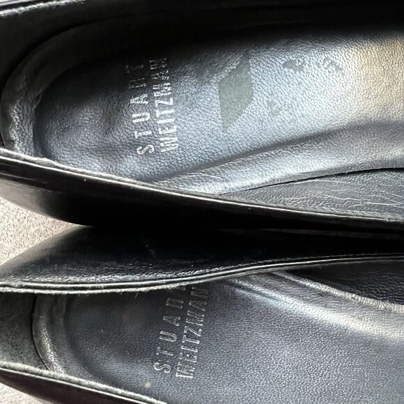 Stuart Weitzman Black Leather Front Lace Up Kitten Heel Pump Women 7 N Narrow - Picture 12 of 15